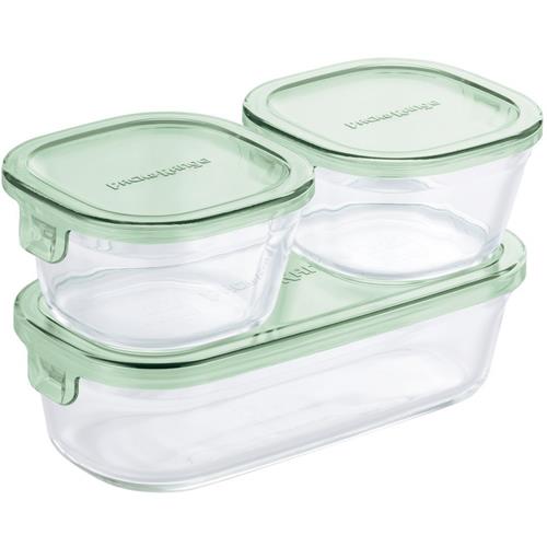 iwaki(岩城ハウスウェア) PSC-PRN3G2 グリーン パック&レンジ 角型3点セット 200ml×2/500ml×1