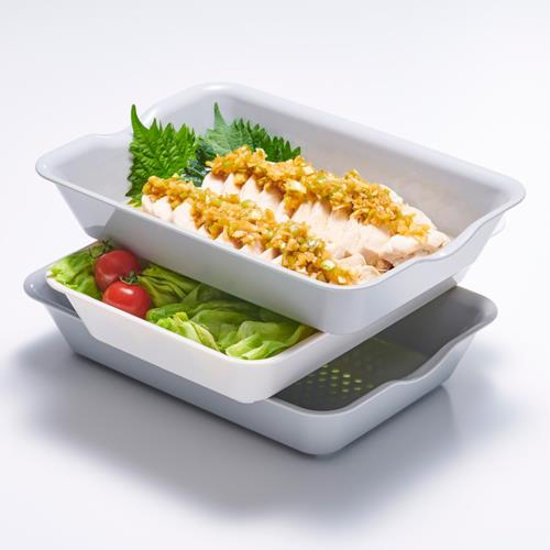 伊原企販(iharakihan) 抗菌バット&ザル ワイド(スモーキーグレー)