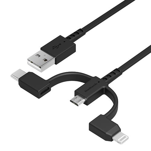オウルテック(OWLTECH) OWL-CBR2AMLC10-BK ブラック Lightning+USB Type-C+microUSB マルチコネクタータイプ ケーブル 1m