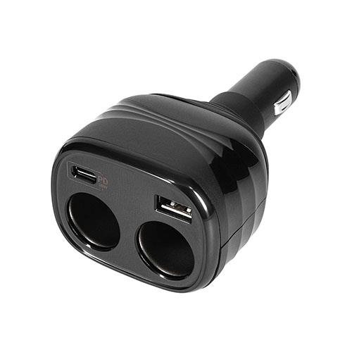 オウルテック(OWLTECH) OWL-CCUCD2D2-BK ブラック 2ポート /USB Power Delivery対応ダイレクト型車載充電器 2穴+Type-A+Type-C/PD30w 分配器
