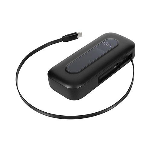 オウルテック(OWLTECH) OWL-LPB10021CR-BK ブラック 巻き取り式ケーブル内蔵 10000mAh 最大PD20W対応 USB Type-C入出力 モバイルバッテリー