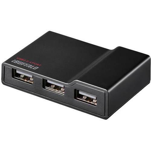 バッファロー(BUFFALO) BSH4A11BK ブラック USB2.0 TV/PC対応セルフパワー 4ポートハブ