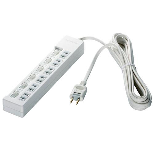 バッファロー(BUFFALO) 2ピン式電源タップ 6個口 上挿し 3m BSTAPSW2630WH ホワイト