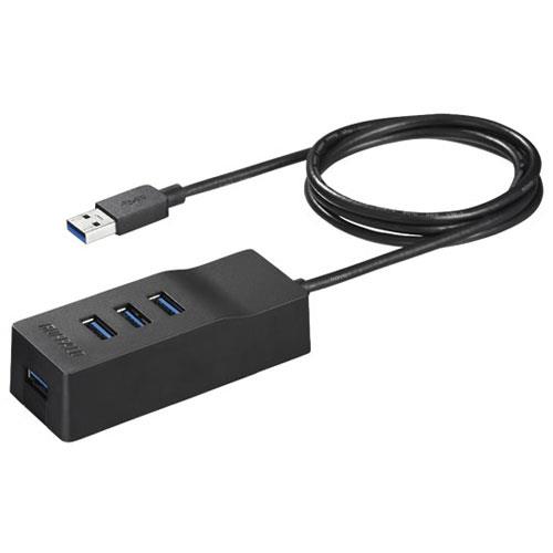 バッファロー(BUFFALO) BSH4A110U3BK ブラック USB3.0セルフパワーハブ 上挿し 4ポートタイプ 100cm