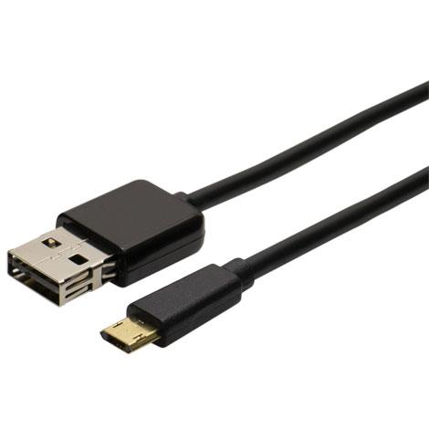 ミヨシ USB-RR201/BK ブラック リバーシブルコネクタ搭載 microUSBケーブル 0.15m