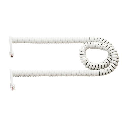 ミヨシ DC-J406/WH ホワイト 4極4芯 受話器用カールコード クロス結線タイプ 0.6m