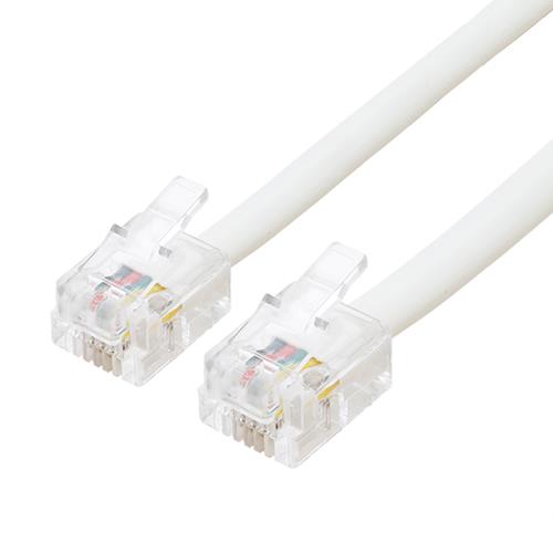 ミヨシ DC-401-WH ホワイト 電話機コード スタンダード 6極4芯/2芯 タイプ 1m