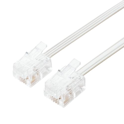 ミヨシ DC-F410-WH ホワイト 電話機コード フラット 6極/4芯/2芯 タイプ 10m