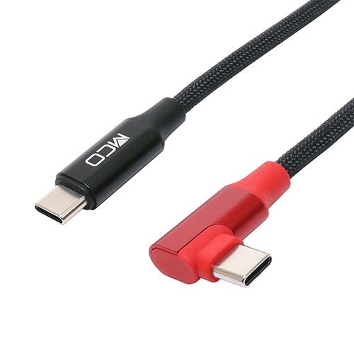 ミヨシ UPD-2A07L/BK ブラック L型 USB TypeC-TypeCケーブル USB PD/eMarker内蔵 0.7m