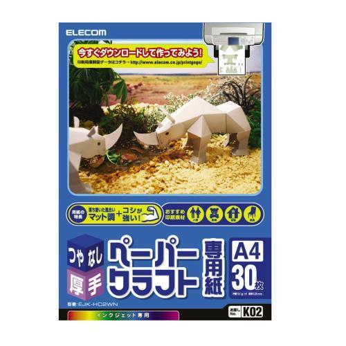 エレコム(ELECOM) EJK-HC2WN ペーパークラフト専用紙 マット 厚手 A4 30枚