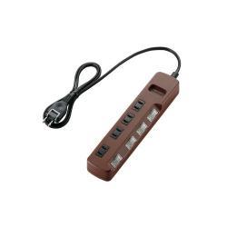 エレコム(ELECOM) T-BR02-2410BR ブラウン 雷ガードタップ 個別スイッチ付 延長コード 2ピン 4個口 1m