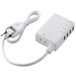 エレコム(ELECOM) MOT-U06-2144WH ホワイト モバイルUSBタップ 延長コード 2ピン 1個口 0.6m
