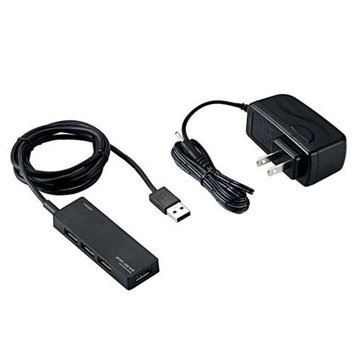エレコム(ELECOM) U2H-AN4SBK USB2.0ハブ ACアダプタ付