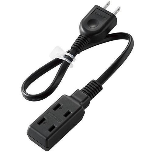 エレコム(ELECOM) T-M303BK ブラック モバイル電源タップ 延長コード 2ピン 3個口 0.3m