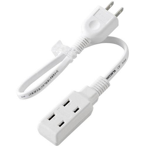 エレコム(ELECOM) T-M303WH ホワイト モバイル電源タップ 延長コード 2ピン 3個口 0.3m