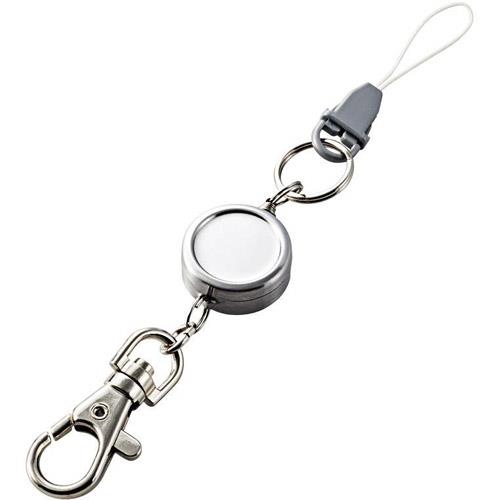 エレコム(ELECOM) P-STCCSV シルバー スマートフォン用コードリールストラップ フック