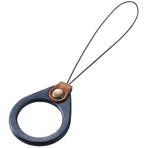 エレコム(ELECOM) P-STF03BU ネイビー スマートフォン用フィンガーストラップ ソフトレザー
