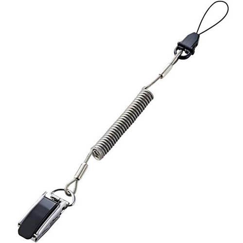 エレコム(ELECOM) P-STCS50BK ブラック スマートフォン用クリップストラップ ステンレスワイヤー