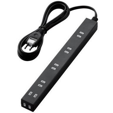 エレコム(ELECOM) T-NSL-2620BK ﾌﾞﾗｯｸ ほこり防止ｼｬｯﾀｰ付ｽﾘﾑﾀｯﾌﾟ 6個口 上挿し5･横挿し1 2m