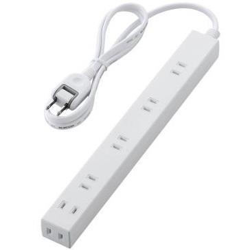 エレコム(ELECOM) T-NSLK-2610WH ﾎﾜｲﾄ ほこり防止ｼｬｯﾀｰ付ｽﾘﾑﾀｯﾌﾟ 雷ｶﾞｰﾄﾞ 6個口 上挿し5･横挿し1 1m