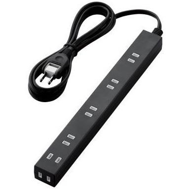 エレコム(ELECOM) T-NSLK-2620BK ブラック ほこり防止シャッター付スリムタップ 雷ガード 6個口 上挿し5・横挿し1 2m