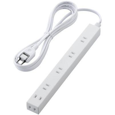 エレコム(ELECOM) T-NSLK-2630WH ホワイト ほこり防止シャッター付スリムタップ 雷ガード 6個口 上挿し5・横挿し1 3m