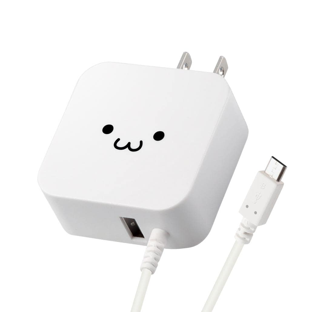 エレコム ELECOM MPA-ACM01WF(ホワイトフェイス) AC充電器 microBケーブル+USBポート USB充電器 2.4A