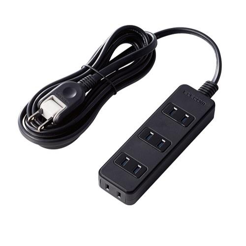 エレコム(ELECOM) AVT-ST02-2425BK ブラック ほこり防止/雷ガードタップ 延長コード 2ピン 4個口 2.5m