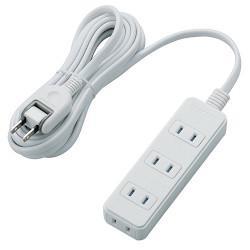 エレコム(ELECOM) T-ST02-22430WH ホワイト 電源タップ ほこりシャッター付 延長コード 2ピン 4個口 3m