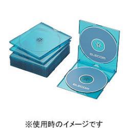 エレコム(ELECOM) CCD-JSCSW10CBU クリアブルー Blu-ray/DVD/CDケース スリム PS 2枚収納