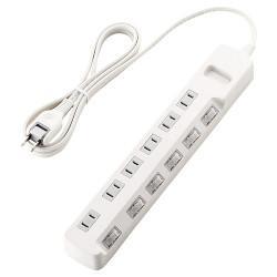 エレコム(ELECOM) T-E5A-2620WH ホワイト 省エネタップ 個別スイッチ付 延長コード 2ピン 6個口 2m