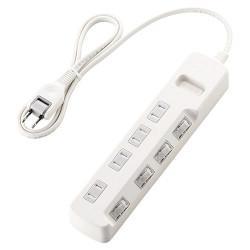 エレコム(ELECOM) T-E6A-2410WH ﾎﾜｲﾄ 省エネタップ ほこり防止シャッター付 延長コード 2ピン 4個口 1m