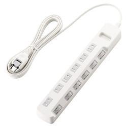 エレコム(ELECOM) T-E6A-2630WH ホワイト 省エネタップ ほこり防止シャッター付 延長コード 2ピン 6個口 3m