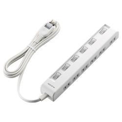 エレコム(ELECOM) T-E5C-2620WH ホワイト 省エネタップ 横挿し個別スイッチ付 延長コード 2ピン 6個口 2m
