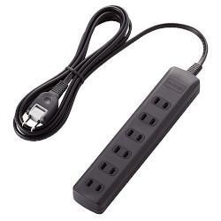 エレコム(ELECOM) T-K1A-2625BK ブラック 雷ガードタップ 延長コード 2ピン 6個口 2.5m