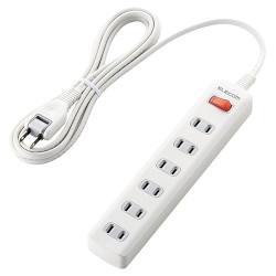 エレコム(ELECOM) T-K3A-2625WH ホワイト 雷ガードタップ 一括スイッチ付 延長コード 2ピン 6個口 2.5m