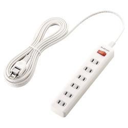 エレコム(ELECOM) T-K3A-2650WH ホワイト 雷ガードタップ 一括スイッチ付 延長コード 2ピン 6個口 5m