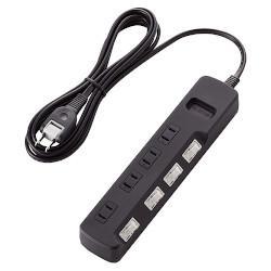 エレコム(ELECOM) T-K5A-2425BK ブラック 雷ガードタップ 個別スイッチ付 延長コード 2ピン 4個口 2.5m
