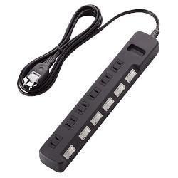 エレコム(ELECOM) T-K5A-2625BK ブラック 雷ガードタップ 個別スイッチ付 延長コード 2ピン 6個口 2.5m
