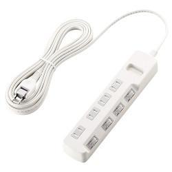 エレコム(ELECOM) T-K6A-2450WH ﾎﾜｲﾄ ほこり防止ｼｬｯﾀｰ付雷ガードタップ 延長コード 2ピン 4個口 5m