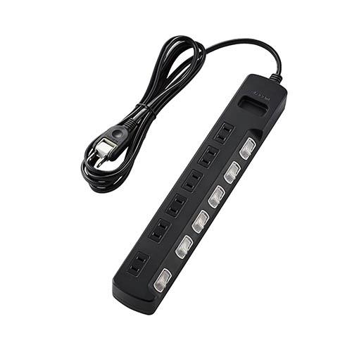 エレコム(ELECOM) T-K6A-2625BK ブラック ほこり防止付雷ガードタップ 延長コード 2ピン 6個口 2.5m