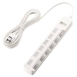 エレコム(ELECOM) T-K6A-2650WH ホワイト ほこり防止シャッター付雷ガードタップ 延長コード 2ピン 6個口 5m