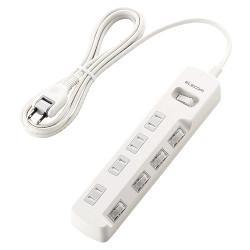 エレコム(ELECOM) T-K8A-2425WH ホワイト 雷ガードタップ 一括&個別スイッチ付 延長コード 2ピン 4個口 2.5m