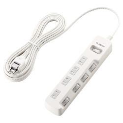 エレコム(ELECOM) T-K8A-2450WH ホワイト 雷ガードタップ 一括&個別スイッチ付 延長コード 2ピン 4個口 5m