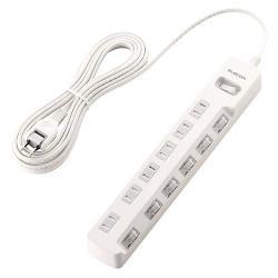 エレコム(ELECOM) T-K8A-2650WH ホワイト 雷ガードタップ 一括&個別スイッチ付 延長コード 2ピン 6個口 5m