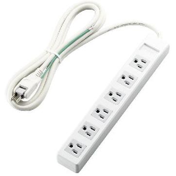 エレコム(ELECOM) T-T1B-3625WH ホワイト 電源タップ マグネット付 延長コード 3ピン 6個口 2.5m