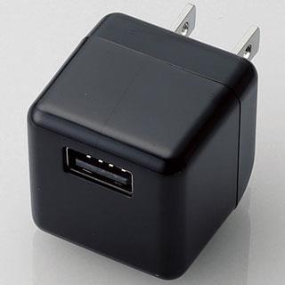 エレコム ELECOM AVA-ACUBN003BK(ブラック) キューブ型AC充電器 USB充電器 DAP用 1.8A