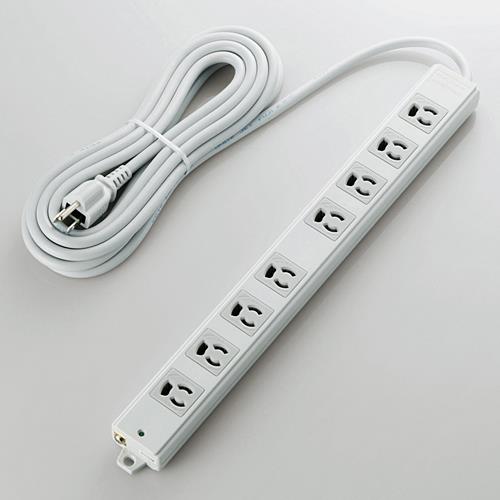 エレコム(ELECOM) T-WRMK3850LG/RS グレー 二重構造工事用タップ 延長コード 3ピン 8個口 5m