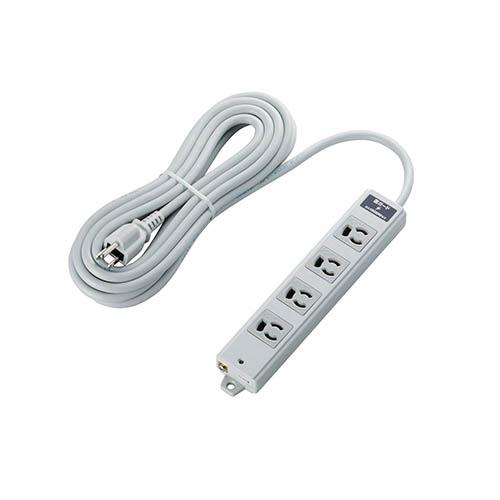エレコム(ELECOM) T-WRMK3450LG/RS グレー 雷ガード 二重構造工事用タップ 延長コード 3ピン 4個口 5m