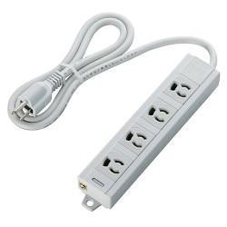 エレコム(ELECOM) T-ECOH3410NM グレー マグネット式PCタップ 延長コード 3ピン 4個口 1m